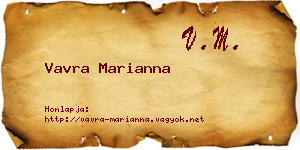 Vavra Marianna névjegykártya